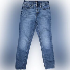 Blue High Rise Skinny Jeans with Stonewashed Finish